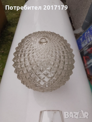 Стар красив стъклен плафон за външно или баня, снимка 2 - Външни лампи - 52788684