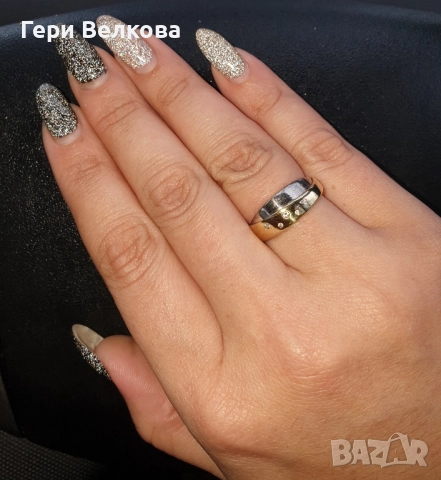Златен пръстен 14к с диаманти, снимка 6 - Пръстени - 51801910