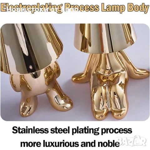 Нощна лампа със сензорно управление, декоративна сребърна статуя на мислителя, LED настолна лампа, снимка 10 - Настолни лампи - 48352281