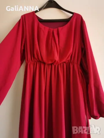 СТРАХОТНА ДЪЛГА ЧЕРВЕНА РОКЛЯ XL-2XL, снимка 4 - Рокли - 49610615