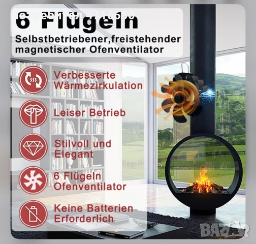 Вентилатор за камина, снимка 3 - Камини - 53386208