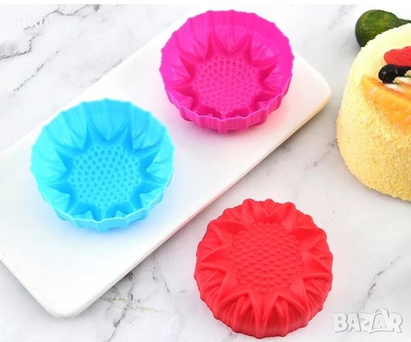 Дълбока Хризантема Слънчоглед силиконов молд форма калъп сапун гипс шоколад свещ мъфин кексче, снимка 3 - Форми - 38418332