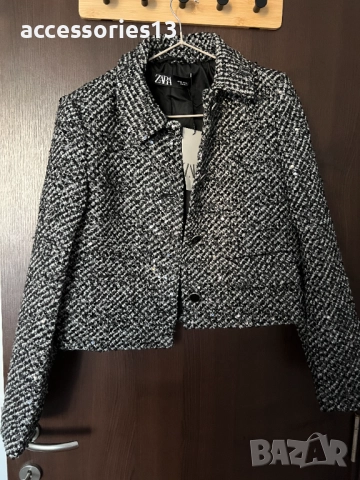 Текстурирано яке / сако Zara с пайети, снимка 4 - Якета - 52213316