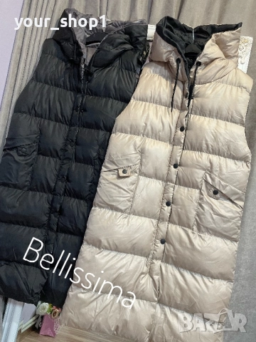 2 цвята дълга дамска грейка елек черно бежово 