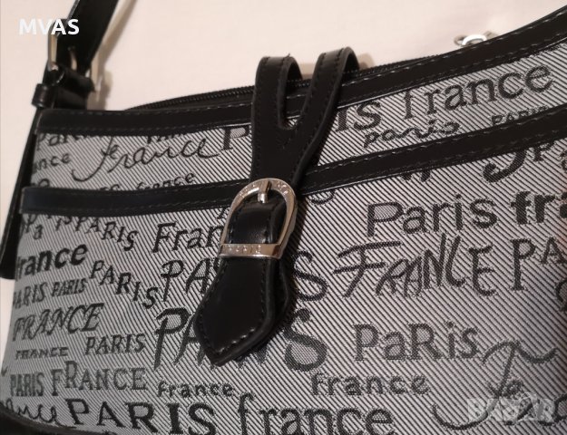 Нова малка чанта Paris черно със сиво дамска чанта за рамо или ръка, снимка 3 - Чанти - 37692713
