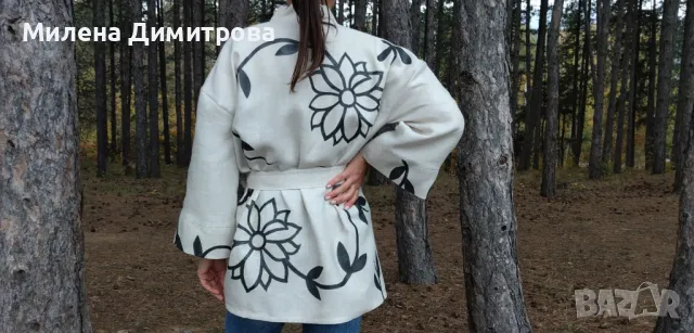 Ръчно рисувано ленено кимоно, снимка 4 - Сака - 48868280