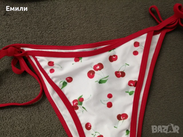 Нов комплект дамски бански от две части с принт черешки р-р M, L, XL, снимка 8 - Бански костюми - 50899453