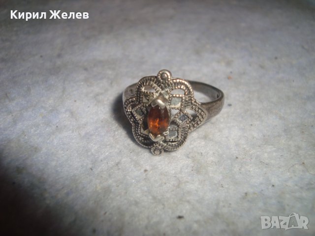 СТАР РУБИНЕН СРЕБЪРЕН АРТ ДЕКО СКЪПОЦЕНЕН ПРЪСТЕН ОКСИДИРАНО СРЕБРО 925 и ПЕЧАТ CW за КАМЪКА 27328, снимка 6 - Пръстени - 36795742