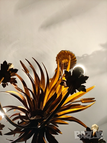 Масивен полилей и аплик от ръчно изработено желязо помеднено , снимка 10 - Полилеи - 51879261