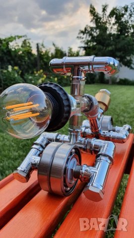 Ръчно изработена настолна лампа-ЧОПЪР/ МОТОР, снимка 6 - Настолни лампи - 29224283