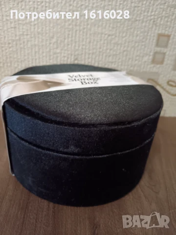 Кръгла кадифена кутия за съхранение на бижута., снимка 2 - Други - 51287591