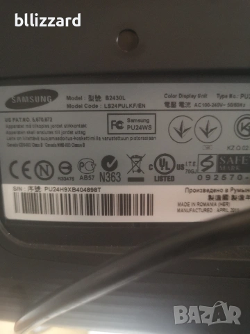 SAMSUNG LS24PVLKF Монитор, снимка 2 - Монитори - 53200961
