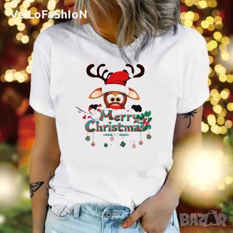 Нова дамска коледна тениска Merry Christmas с Еленче