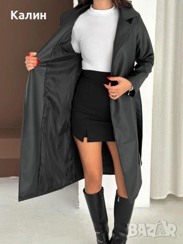 Дамско дълго,кожено палто - 33€, снимка 2 - Палта, манта - 53578531