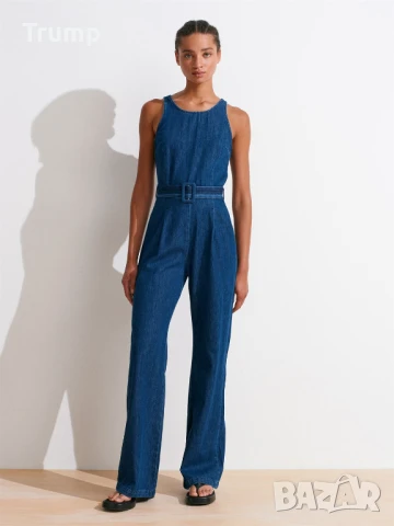 Елегантен Дънков гащеризон с колан - тъмносин, снимка 2 - Гащеризони - 50787656