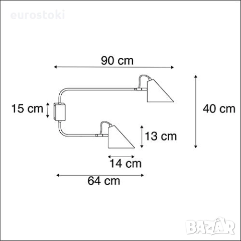 Qazqa - Стенна лампа с ретро дизайн, черна, 2 крушки, регулируема - Lune I, хол I, спалня - стоманен, снимка 3 - Лампи за стена - 52031311