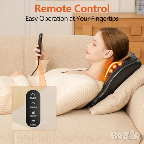 Масажна шиацу възглавница с топлина за дом или автомобил. Brelley Shiatsu, снимка 5 - Масажори - 52182866