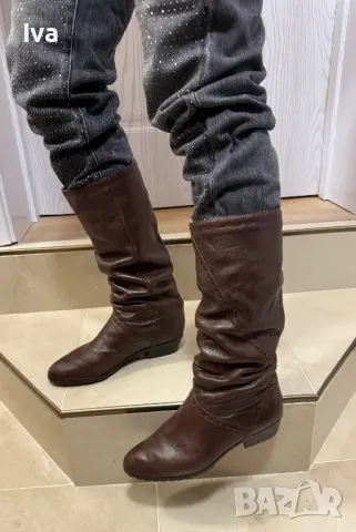 Дамски ботуши естествена кожа 39 номер кафеви, снимка 2 - Дамски ботуши - 49325746