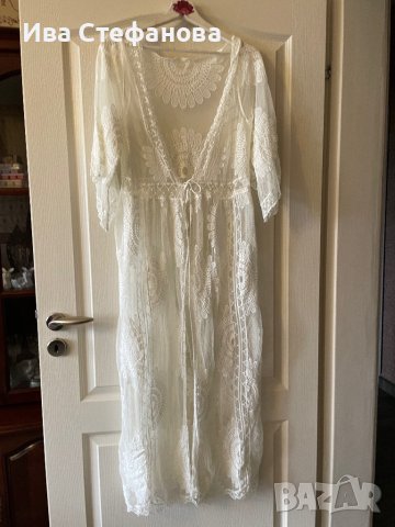 Разкошна  плажна памук наметка кафтан плажна туника дантела парео плажен кафтан дълга риза за море , снимка 6 - Туники - 40370860