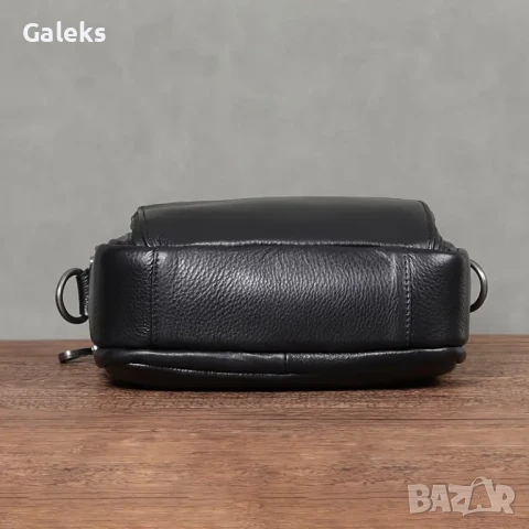 Премиум/Елегантна, просторна мъжка лятна чанта. Черна естест. кожа!, снимка 9 - Чанти - 50802307