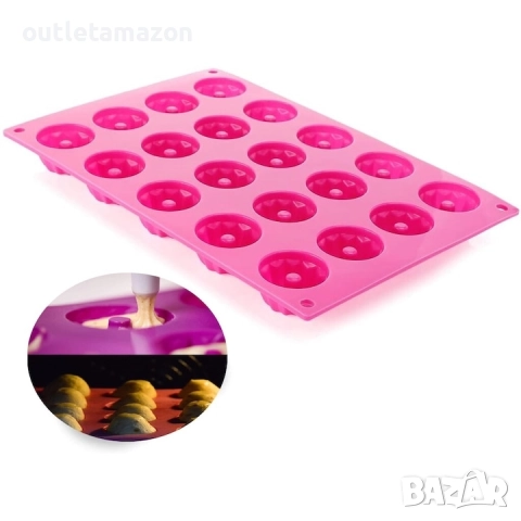 Комплект от 2 силиконови форми за печене, незалепващи, 29,8x19,9x2,2 см, за кексове Париж Саварин