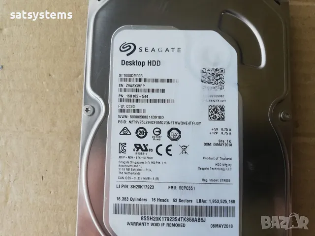 Хард диск Seagate Barracuda Desktop HDD ST1000DM003 1TB SATA 6.0Gb/s, снимка 2 - Твърди дискове - 47839941