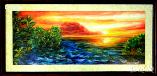 Четворка оригинали "Море" - маслен пастел на Сент, снимка 3 - Други ценни предмети - 36674457