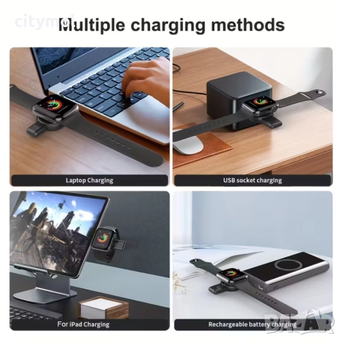 Безжично зарядно за смарт часовници,USB +Type C, iWatch, ​Samsung Galaxy Watch и много други.​, снимка 3 - Смарт гривни - 51995193