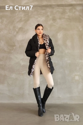 Двулицево дамско яке с леопардов мотив Силиконов пълнеж Размери С М Л ХЛ, снимка 3 - Якета - 52251471