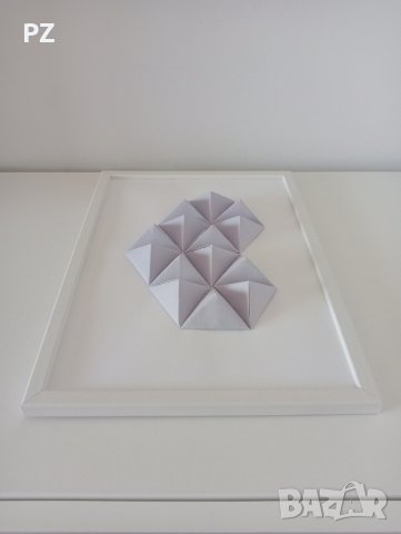 3D лилаво сърце, оригами, в рамка, декорация за стена, подарък, снимка 5 - Декорация за дома - 34772146