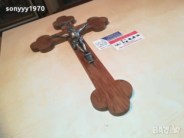 ГОЛЯМ ДЪРВЕН КРЪСТ С ХРИСТОС-46Х27СМ, снимка 14 - Колекции - 28318380