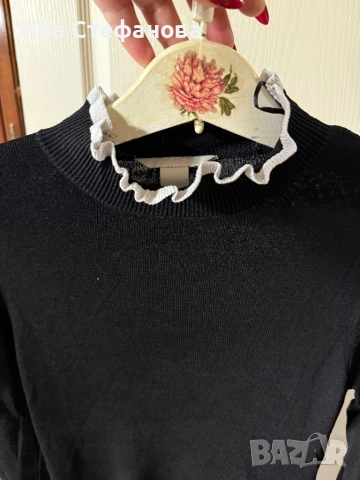 вискоза офис стил класическа черна елегантна  миди midi дължина ситен рипс рипсена рокля тип Chane, снимка 2 - Рокли - 52806630