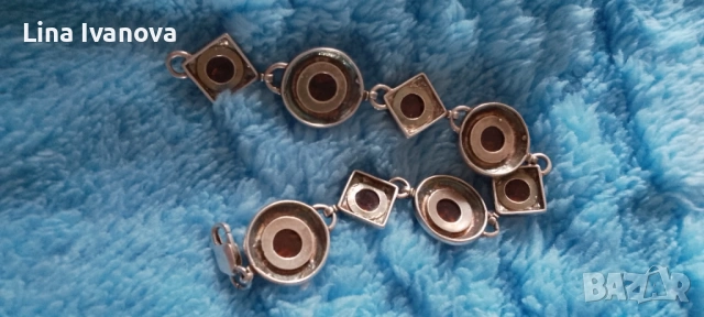 Уникална сребърна гривна с кехлибар ковано сребро., снимка 3 - Гривни - 53218553