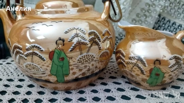 Прекраснен комплект фин тънък яйчен порцелан , снимка 6 - Чаши - 51437583