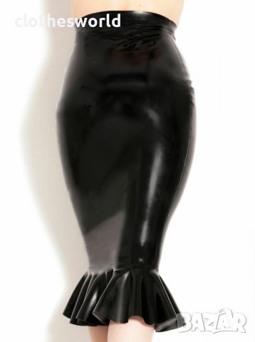 Пола от латекс в черно модел рибена опашка, снимка 3 - Поли - 37668892