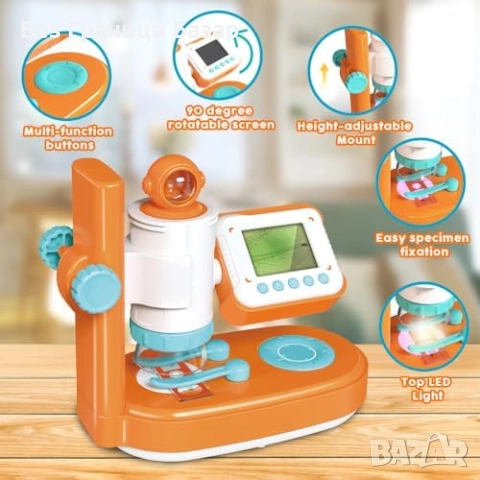 Нов Образователен Микроскоп 1000x за Деца с Екран и Светлина Играчка, снимка 5 - Образователни игри - 51488352