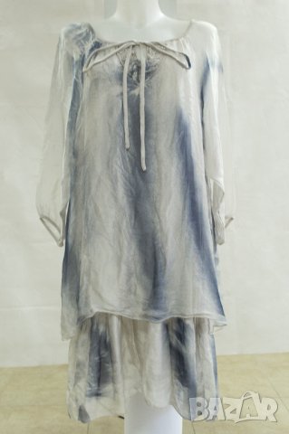 Синя рокля с коприна La Fille du Couturier - M, снимка 1 - Рокли - 43111270