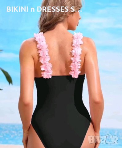 Цял черен бански с цветя рози, снимка 9 - Бански костюми - 43134984