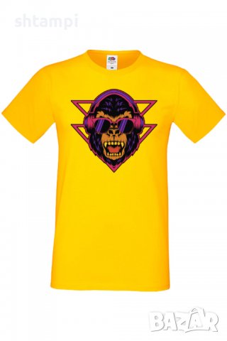 Мъжка тениска monkey with headphones,Изненада,Повод,Подарък,Празник