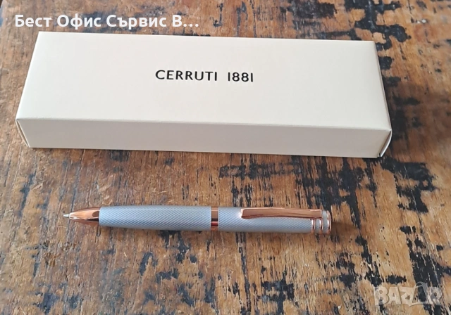 химикалка Cerruti 1881 Черути Austin Diamond сребро хром с розово злато