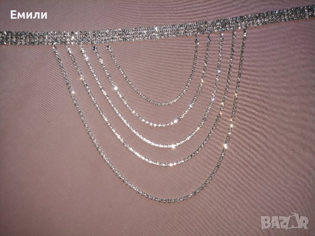 Чокър с кристали в сребрист цвят, снимка 6 - Колиета, медальони, синджири - 44087051