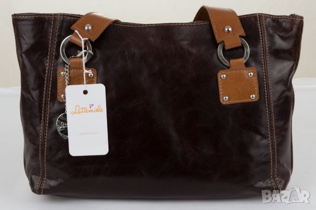 Дамска кожена кафява чанта Lattemiele 