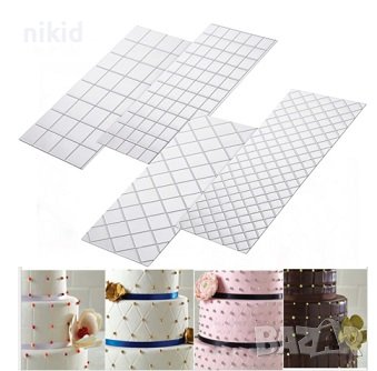 #1 Квадрати каре ромбове 4 пластични пластмасови подложки борд текстури торта фондан текстура релеф