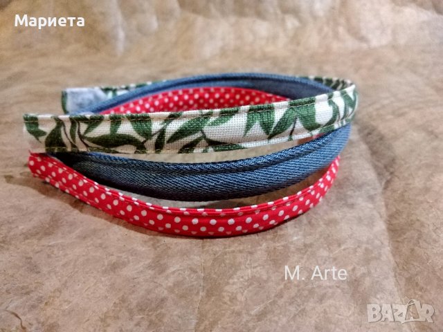 Комплект 3бр.семпли тънки  диадеми Ръчна Изработка Диадема червено Каре Деним шотландско каре, снимка 2 - Аксесоари за коса - 38095127