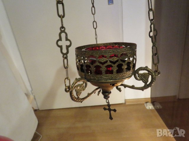 Голямо висящо бронзово кандило за пред икона  вис 40 см.  - бронз за църква за параклис