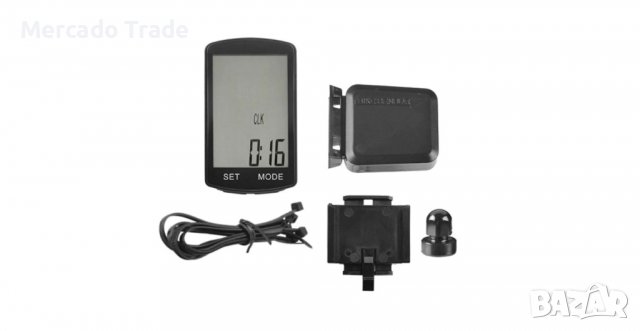 Компютър за велосипед с 14 функции, Водоустойчив, LCD дисплей, Черен