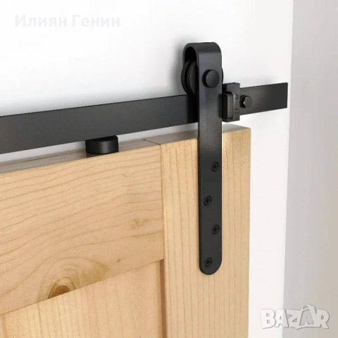 Комплект обков за плъзгащи се врати HOMCOM 180 см с релси, снимка 3 - Интериорни врати - 51981822