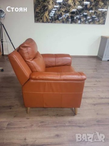 Кафяв кожен фотьойл, снимка 9 - Дивани и мека мебел - 43290509