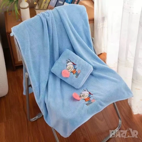 Комплект от 2 броя бродирани кърпи, меки и абсорбиращи, за баня и плаж 35×75 см. и 70×140 см., снимка 3 - Други стоки за дома - 52004119