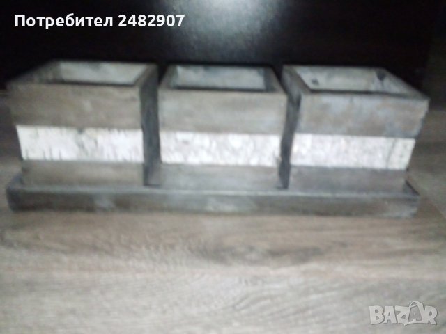 Комплект дървени саксии - 3 бр. , снимка 4 - Саксии и кашпи - 44031964